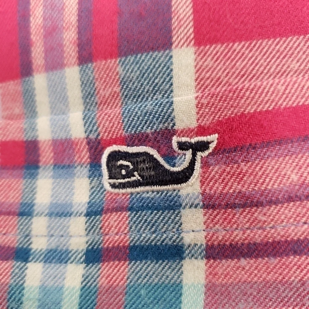 Vineyard Vines Slim Fit Tucker Shirt Size Large Pink Plaid Flannel
